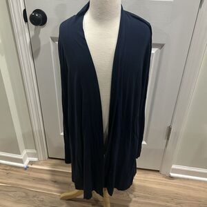 Soma Womens Med Navy Blue Long Sleeve Soft Stretch Open Front Cardigan
